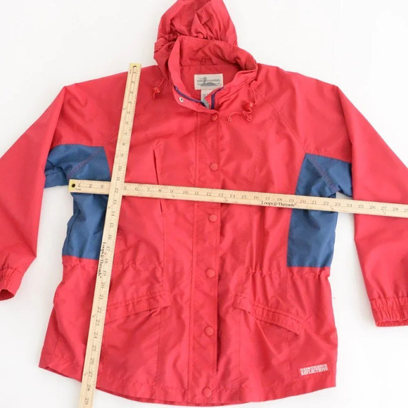 Vintage Cottage Essentials Northern  Reflections Red Navy Windbreaker Jacket L - Picture 4 of 13